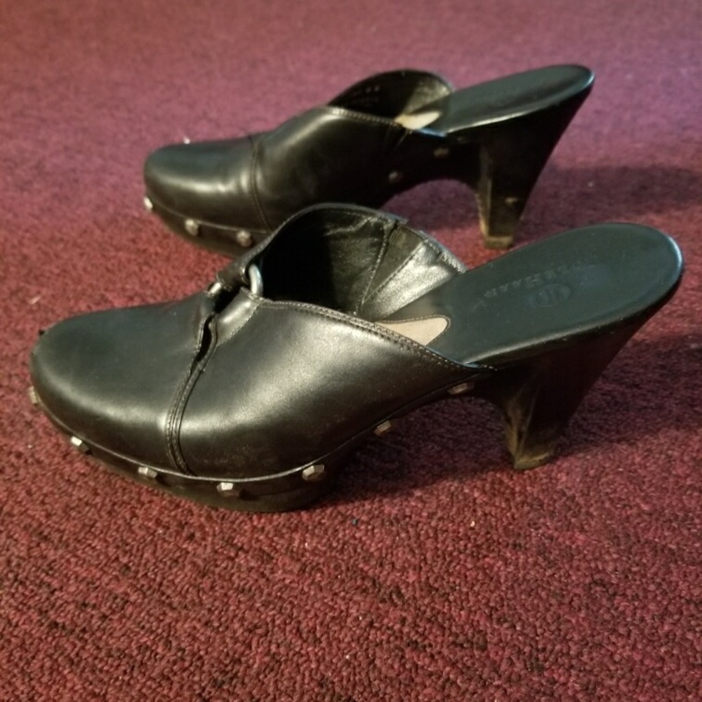 Cole Haan Black Studded Leather Clogs